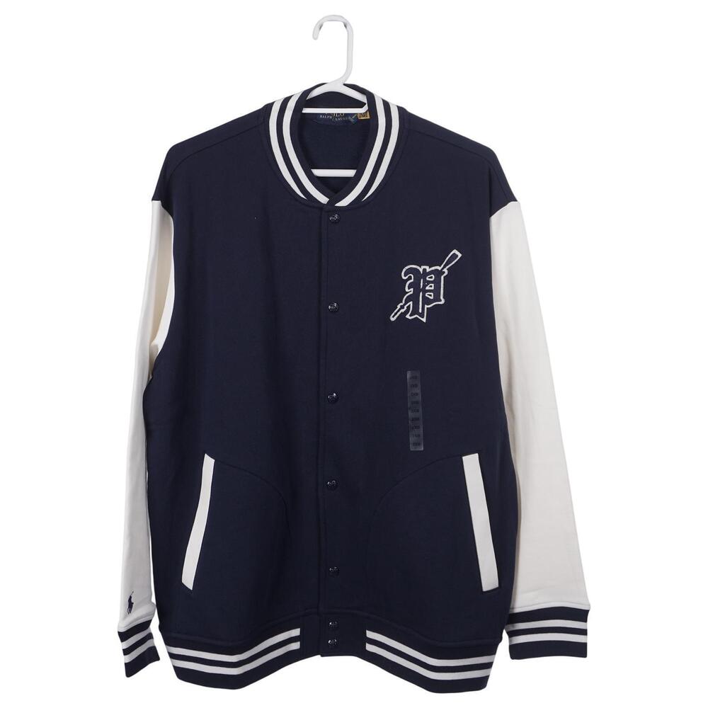 NWOT Polo Ralph Lauren Varsity Jacket 2XB Navy Blue Snap Letterman Baseball